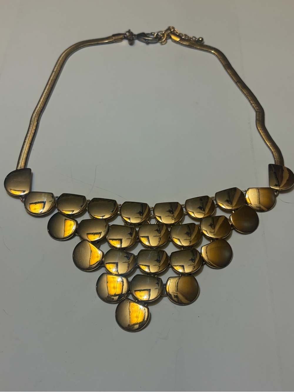 Express Gold Tone Bib Statement Necklace Layered Disc Cascade